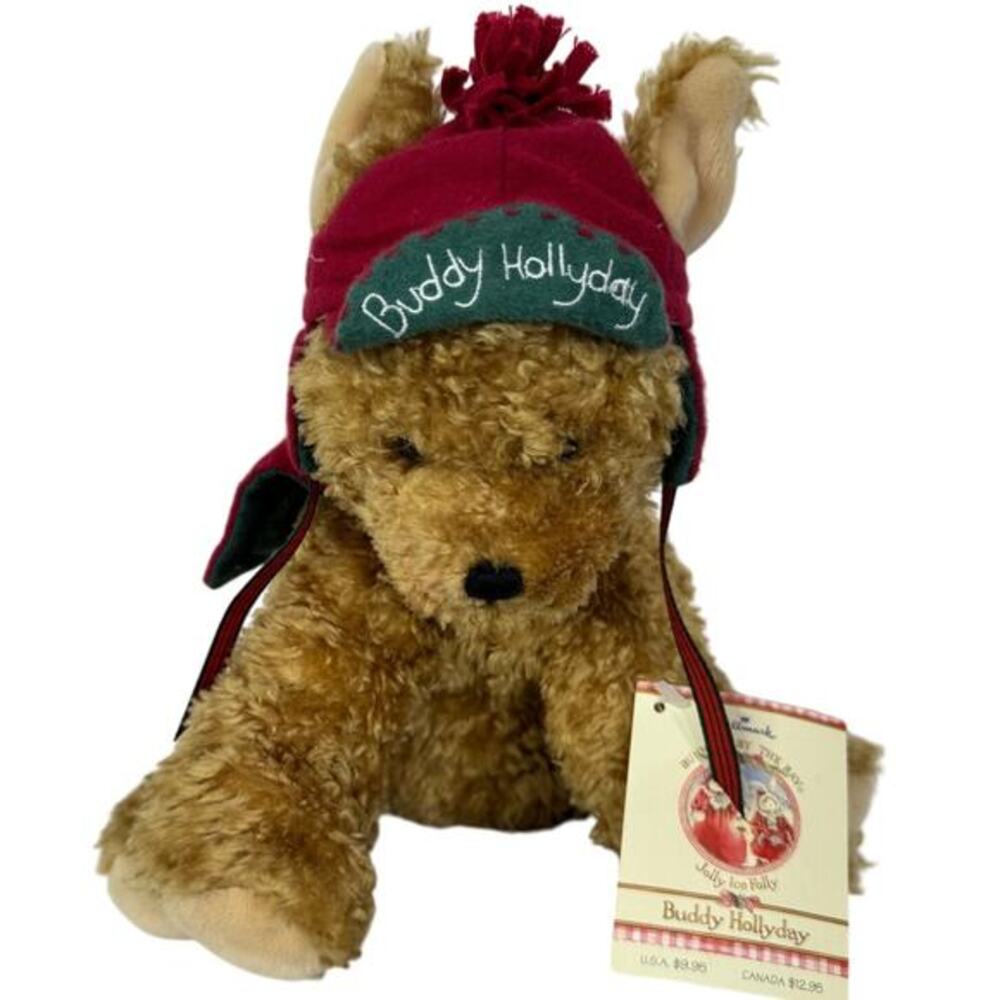 VTG 2002 Hallmark Buddy Hollyday Puppy Dog Christmas Winter Stuffed Plush NWT